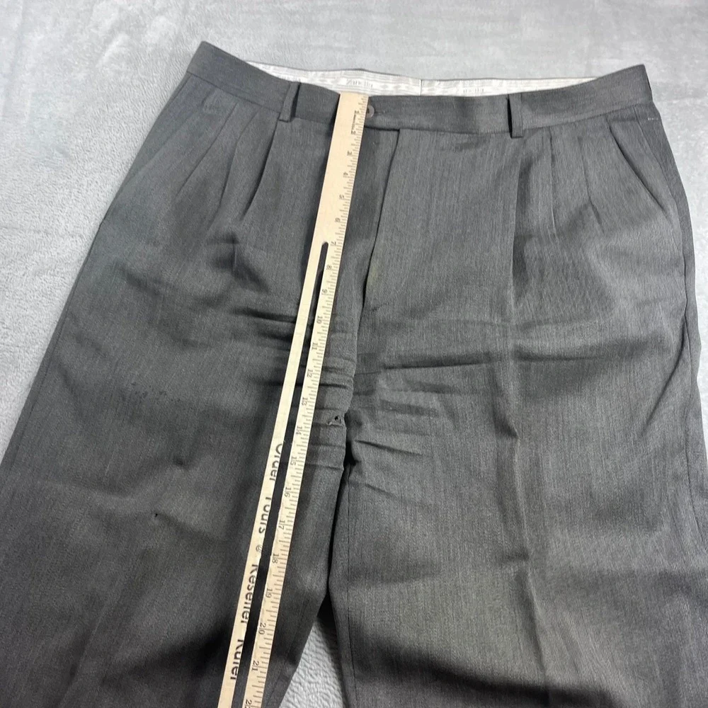 Zanella Mens Grey Pleated Cuffed Dress Pants Made in Italy‎ Size 36
